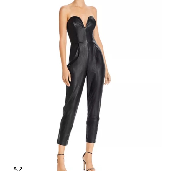 Amanda Uprichard Cherri Strapless Faux-Leather Jumpsuit - Picture 10 of 10